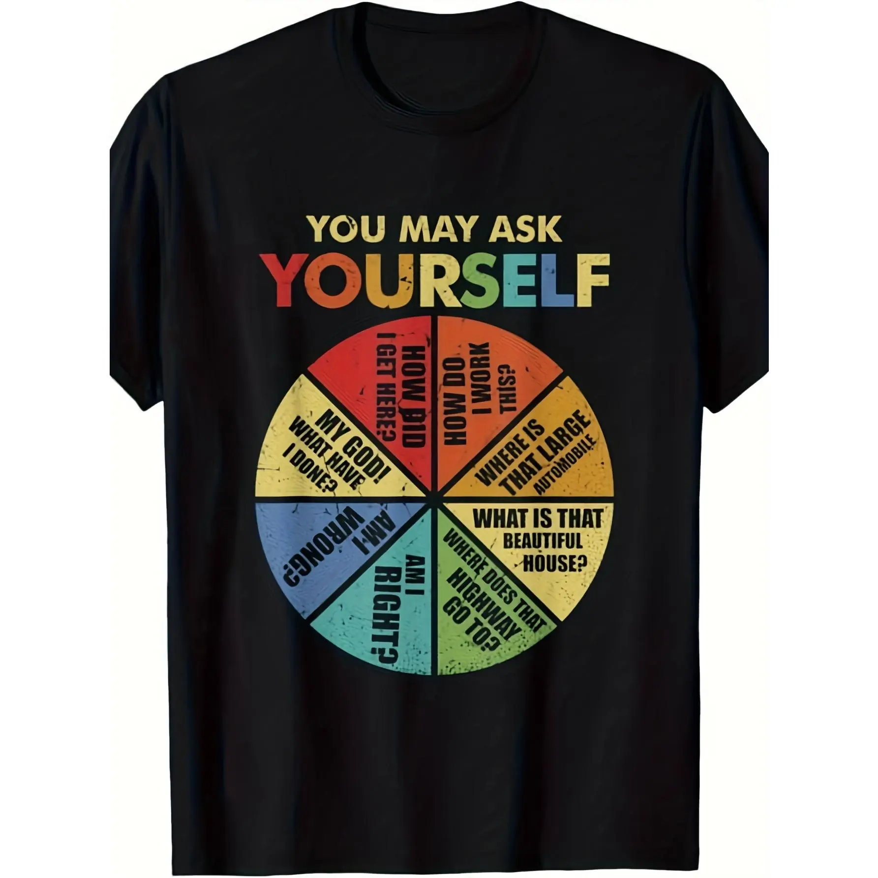Unisex Crew Neck T-Shirt Featuring 80'S Music Retro Lyrics Pie Chart - Soft And Airy Casual Tee - Ideal Present for Birthdays And Everyday Use