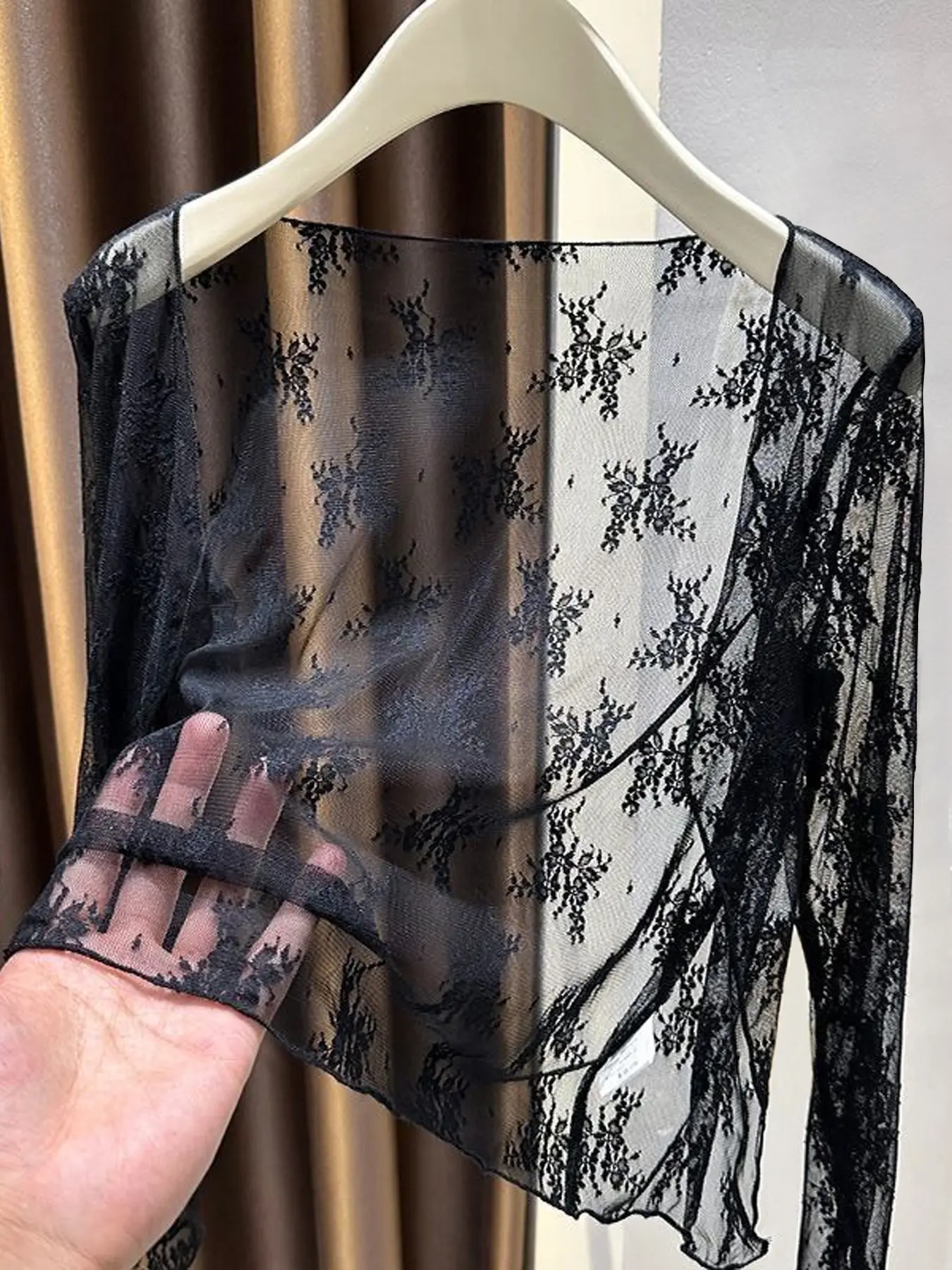 New Lace Thin Open Front Cardigan Women, Sheer Sun Protection Shawl, Soft Style Outerwear, Air Conditioning Top, Short Sleeve Upper Garment