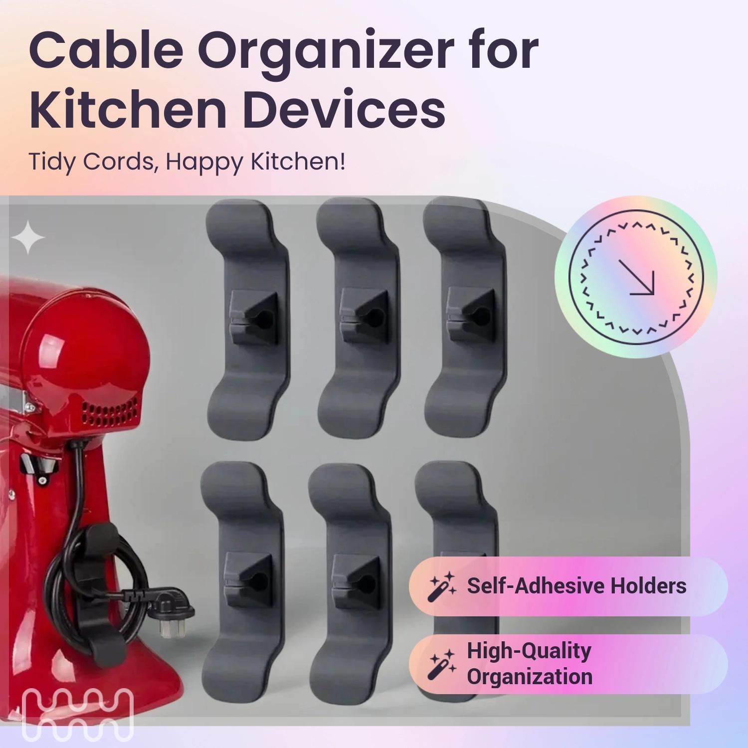 Random Color Cord Organizer for Kitchen Appliance, 6 Counts Multifunctional Cable Tie Cable Management Holder for Air Fryer, Coffee Maker, Toaster, Self-adhesive Room Organizer, Kitchen Gadgets, Electric Household Kitchen Accessories