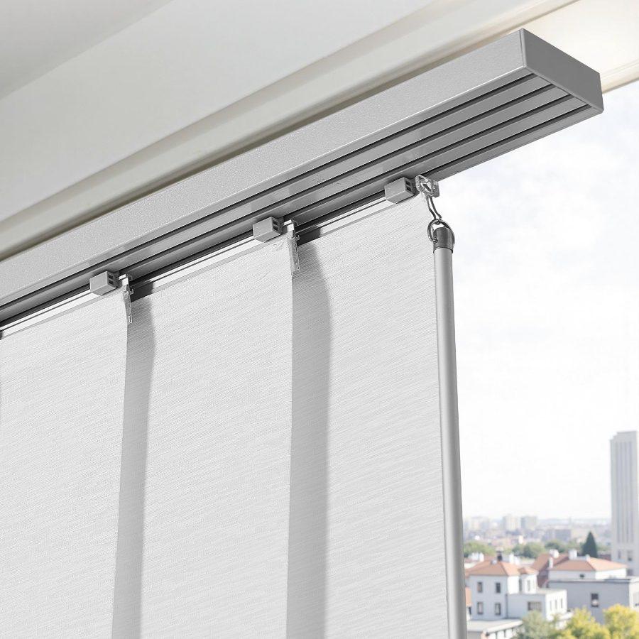VEVOR Panel Track Blinds, Extendable Track from 45.8 in to 86 in W, Trimmable Panel Curtains Up to 96 in H, Adjustable Vertical Panel Blinds for Sliding Doors, Patio Doors, Room Divider, Window, White