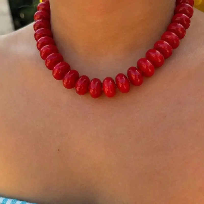 Dopamine Acrylic Beaded Necklace Stylish Everyday Jewelry Sexy Plain Design, Resin Material, All Seasons Wear, No Precious Metal Plating, Choking Hazard Free