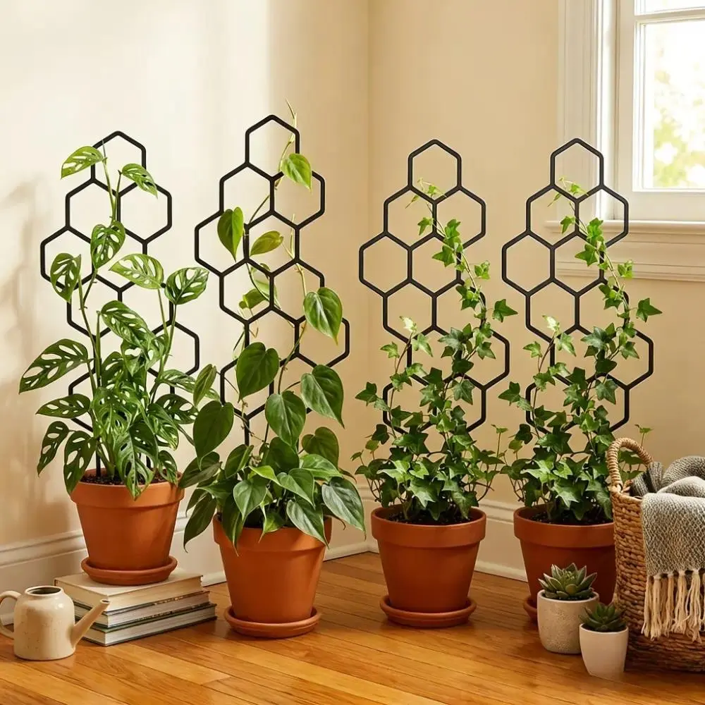 4 Pack Plant Climbing Trellis, Rust-Proof Simple Structure Vine Support Frame, Space-Saving Plant Stakes for Potted Vines, Flowers and Vegetables, Multipurpose Indoor Outdoor Yard Garden Growing Support Helper, Climbing Plant Stand, Indoor Plant Stands