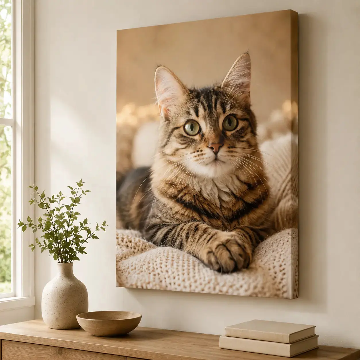 Custom Cat Photo Canvas Wall Art, Personalized Pet Portrait Poster Print, Upload Photo Kitty Canvas Decor, Cat Room Bedroom Living Room Office Wall Decor Gift, Aesthetic Poster Print, Custom Wall Art, Unframed Canvas Poster or Framed Canvas Wrap