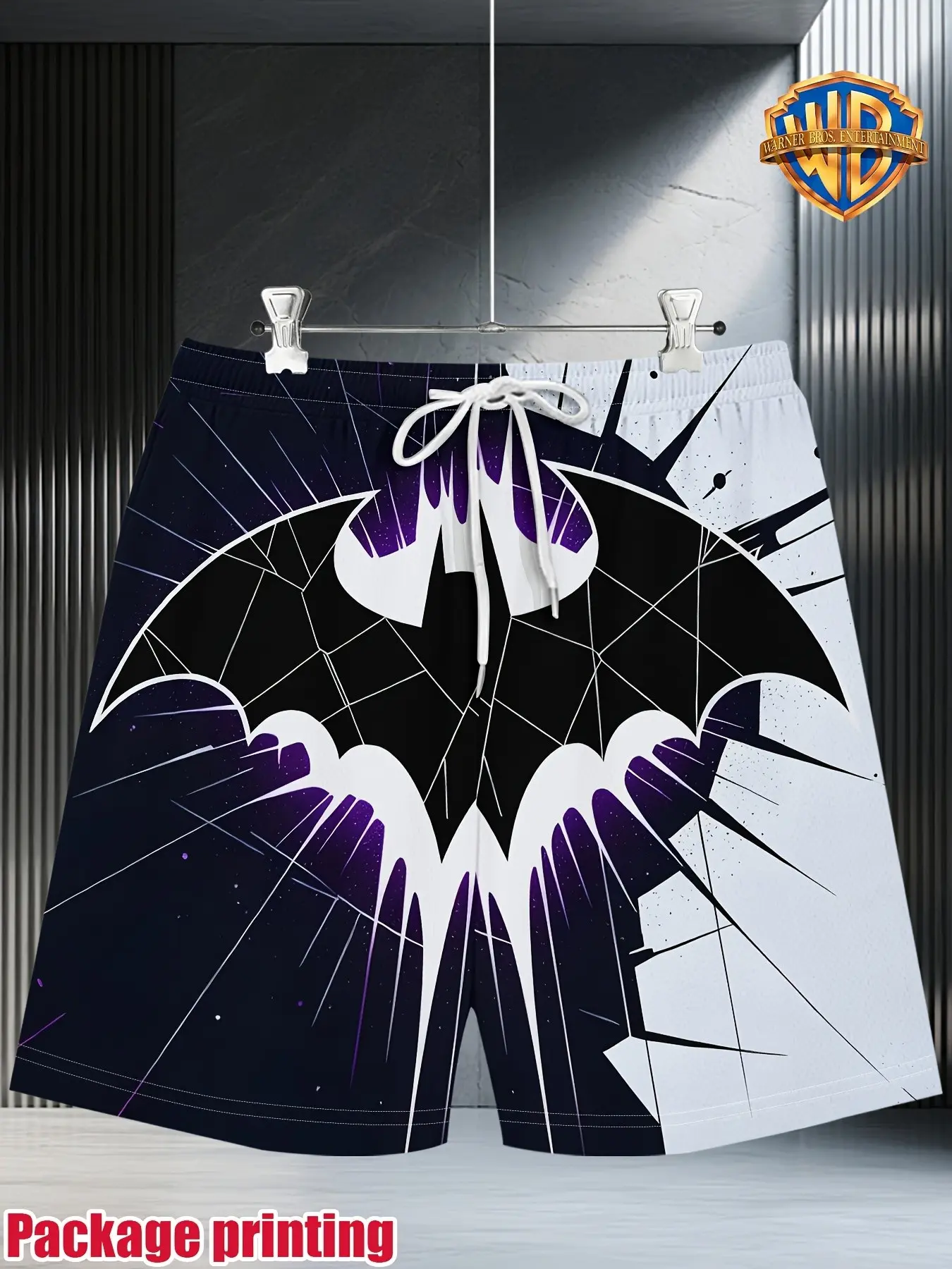 Warner Bros. Batman Digital Printed Men's Mesh Shorts, Breathable & Comfortable, Casual Summer Clothing, Fashionable Gift, 1pc