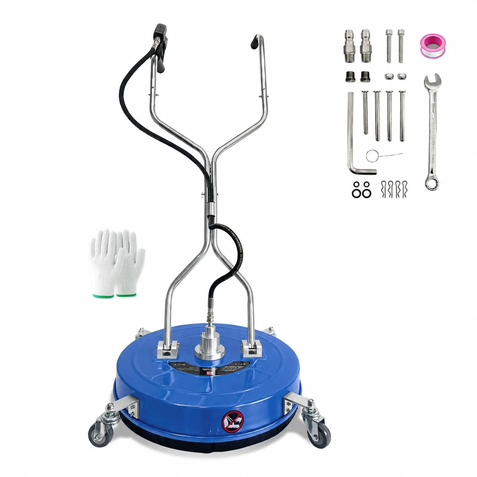30-Inch Stainless Steel Pressure Washer Surface Cleaner, Heavy Duty 4-Wheel Driveway & Concrete Cleaner Attachment, Commercial-Grade 5200 PSI for Patios, Sidewalks, Decks