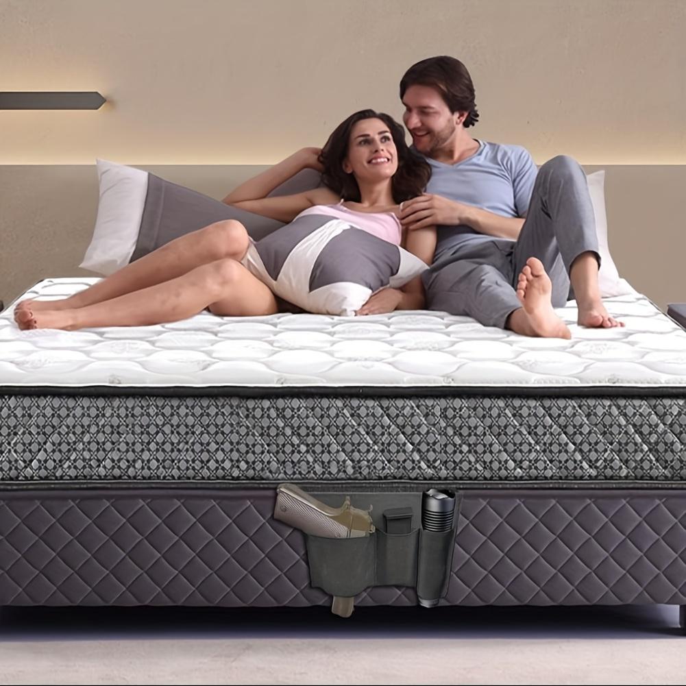 Directional Bedside/Car Seat Invisible Holster with Cartridge Clip Pouch-Quick Access Nylon Pistol Bracket for Home Defense Enthusiasts, Suitable for Mattress/Closet/under Chair, Non-Slip Design, Black-Perfect for Independence Day