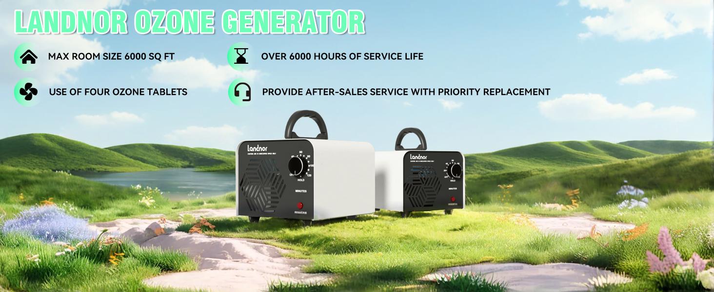 Generator 90,000mg/h for Up to 6,000 Sq Ft, HighCapacity Commercial Ozone Machine with Timer, Portable Purifier Deodorizer for, Basement, Smoke, Pets,, Office