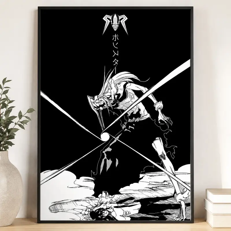 Bleach Ichigo Kurosaki Hollow Vasto Lorde vs. Ulquiorra Canvas Wall Art, Black-and-White Manga Panel Print, Anime Room Decor Gift for Shonen Fans, Living Room or Bedroom Decor, Anime Poster, Otaku Decor, Manga Art, Gaming Room Decor, Bleach Gift
