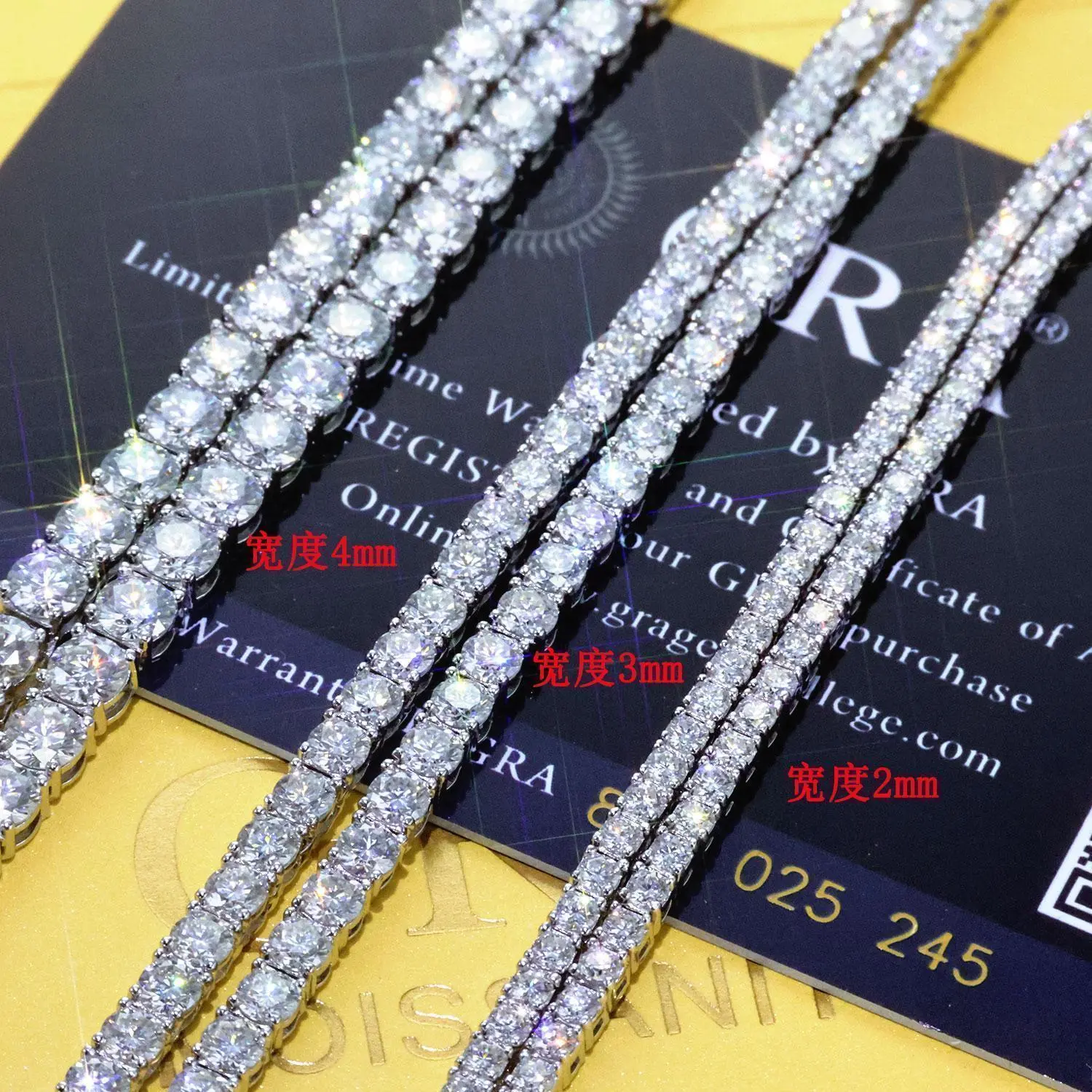 Moissanite Tennis Chain Necklace 925 Silver  Out VVS Pass Diamond Tester 2/3/4/5mm Tennis Chain Fine Jewelry