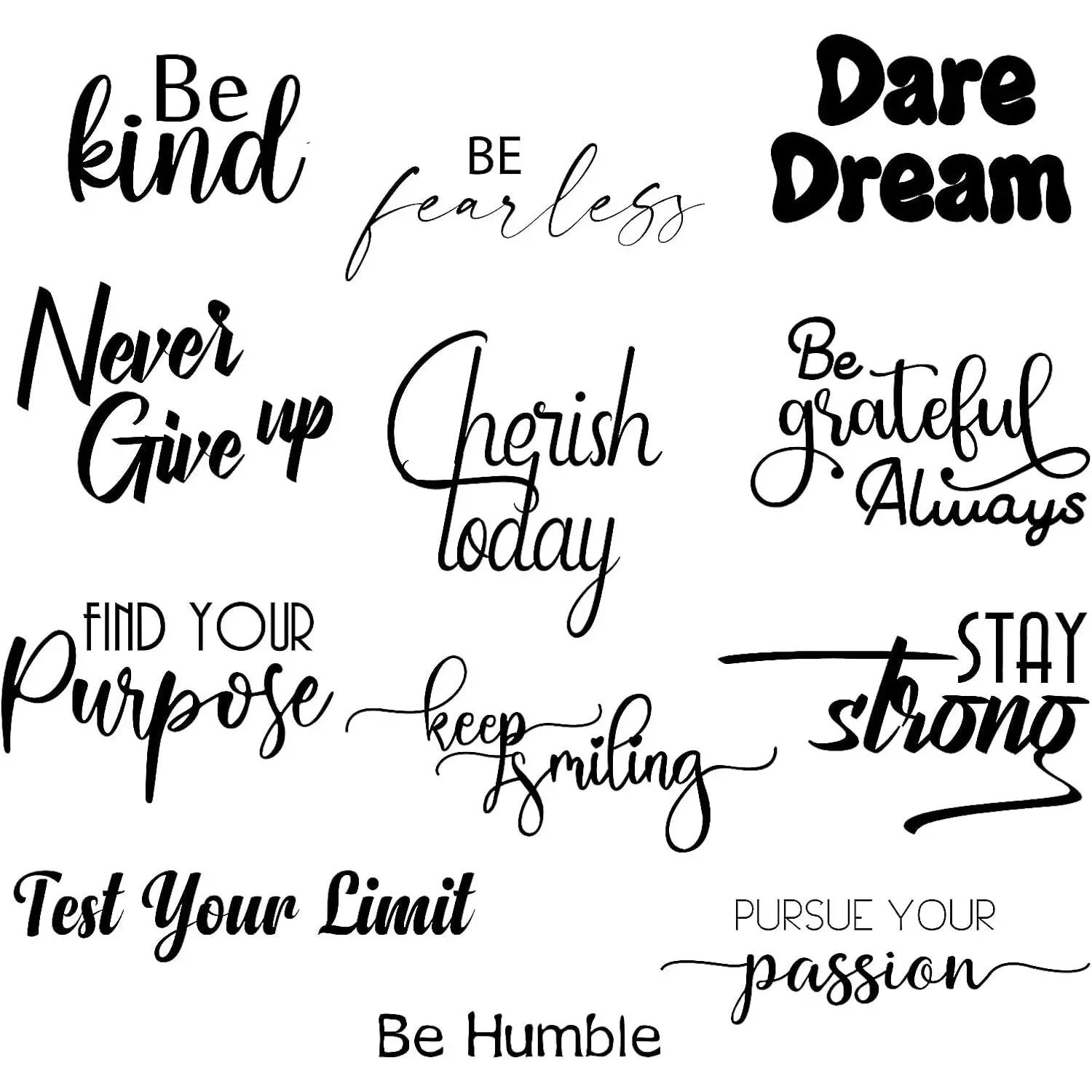 12 count Inspirational Vinyl Wall  Motivational Quotes Stickers Large Peel and Stick Removable Positive Saying Affirmation Sticker for Mirror Bedroom Classroom Office Teen Dorm Art Decor
