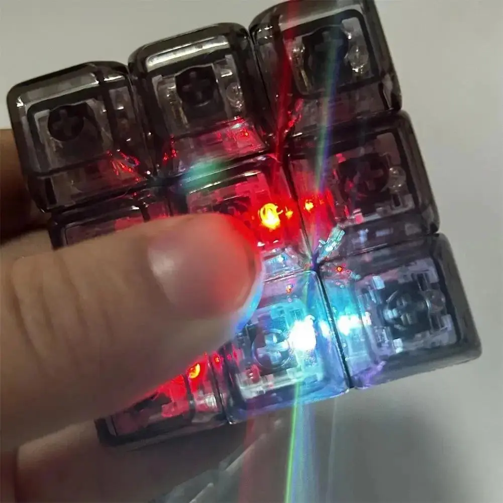 9 Keys Mechanical Keyboard Axis Tester LED Keyboard Key Toy Stress Relief DIY Button Keycap Fidget Keychain Toys Gift