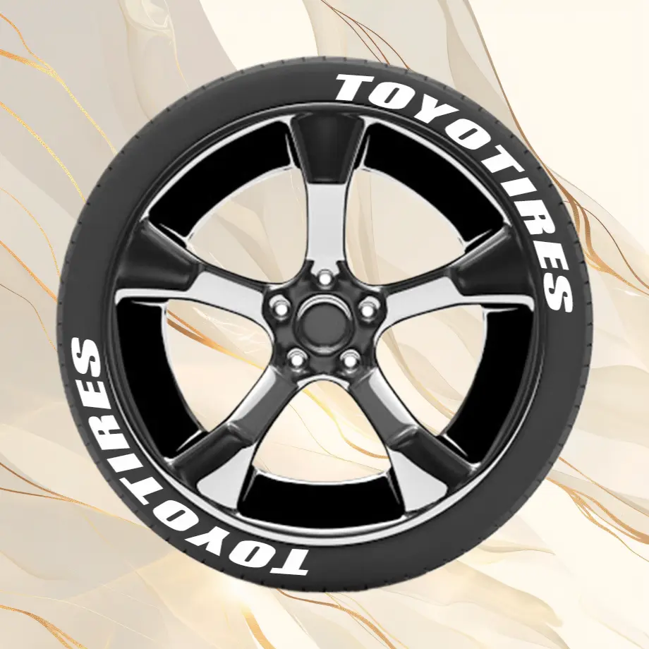 2.7*25cm Soft PVC 3D Raised Automobile Tire Letter Stickers, Self-Adhesive Toyo Style Broken Blade Design, Abrasion-Resistant Dust-Proof Wheel Decor for Most Cars