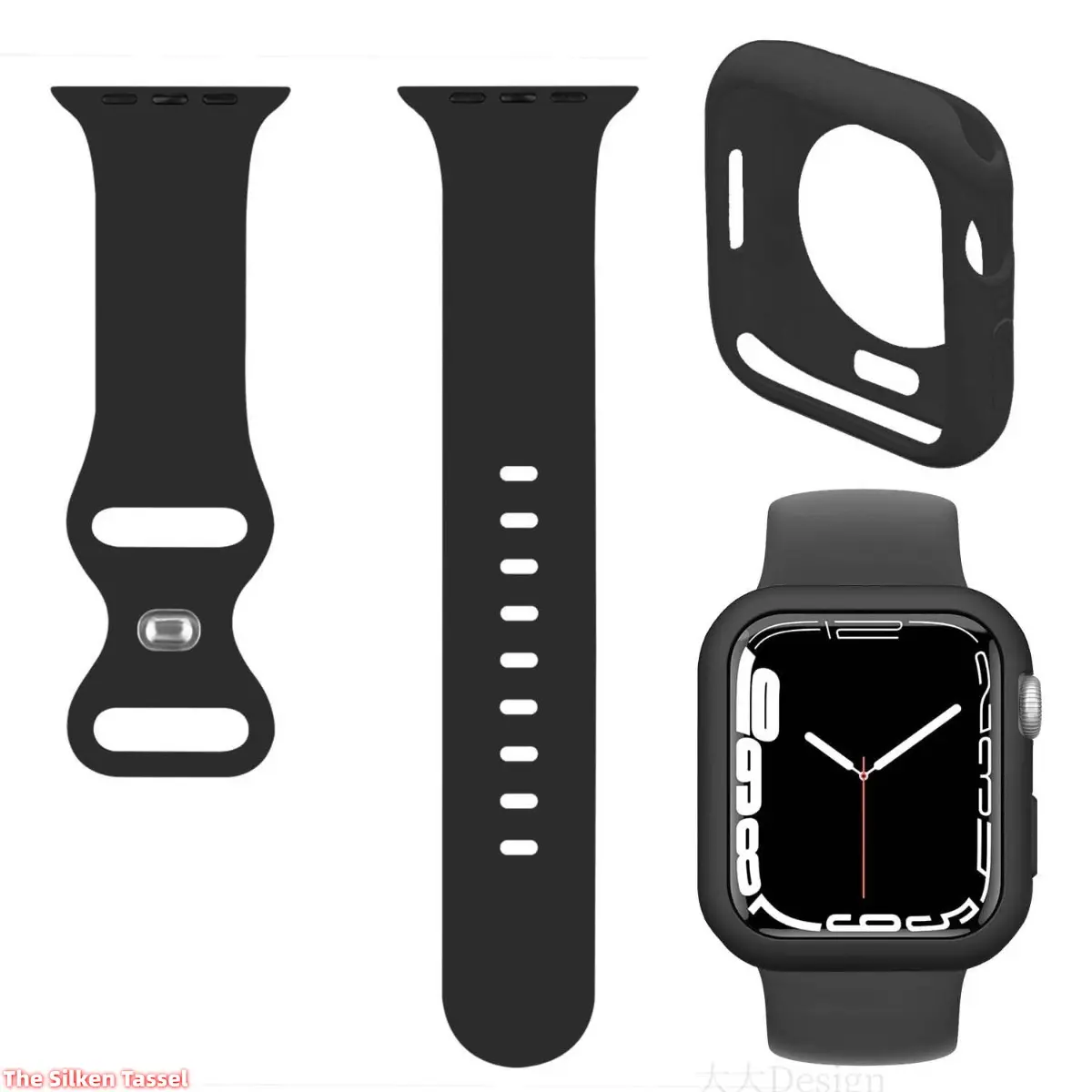 2 in 1 Silicone Watch Band and Protective Case Compatible with Apple Watch 38mm 40mm 41mm 42mm 44mm 45mm 49mm, Soft Sport Replacement Strap with Shockproof Bumper Cover for iWatch Series 11 10 9 8 Ultra 2 SE 7 6 5 4 3 2 1, Sweatproof Unisex Wristband Set