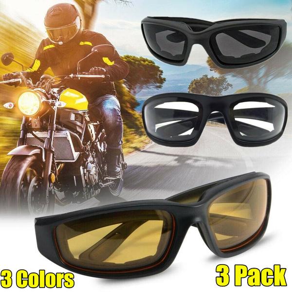 [Mother's Day Gifts]3 pairs  Motorcycle Sports Biker Riding Glasses Wind Resistant Eye Protection Women Men Sports Goggles Cycling Glasses Sunglasses Gray/Clear/Yellow