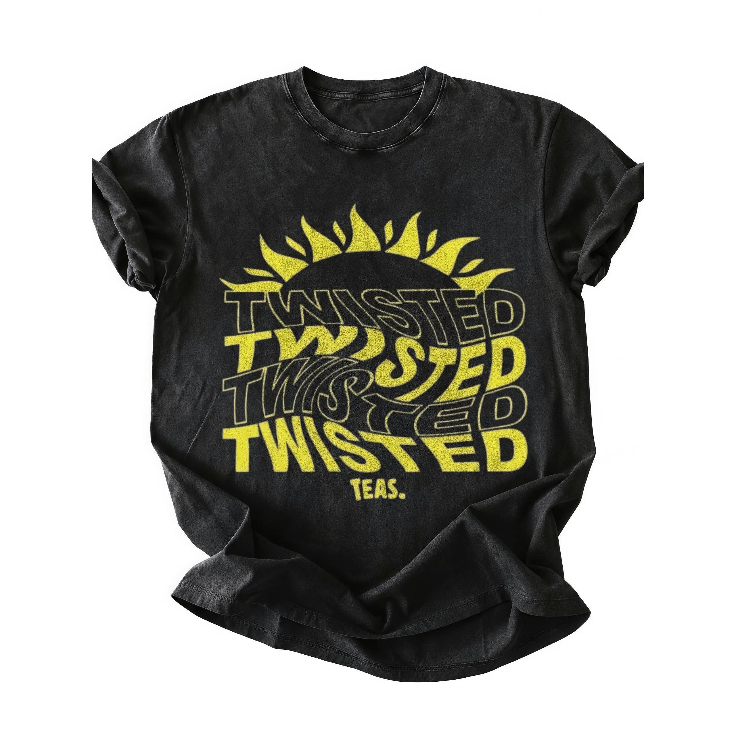 Men's Twisted Tea Vintage-Inspired Cotton Short-Sleeve T-Shirt - 230g Thick High-Quality Fabric,Drop Shoulder Sleeves, Round Neck, Casual Streetwear Top