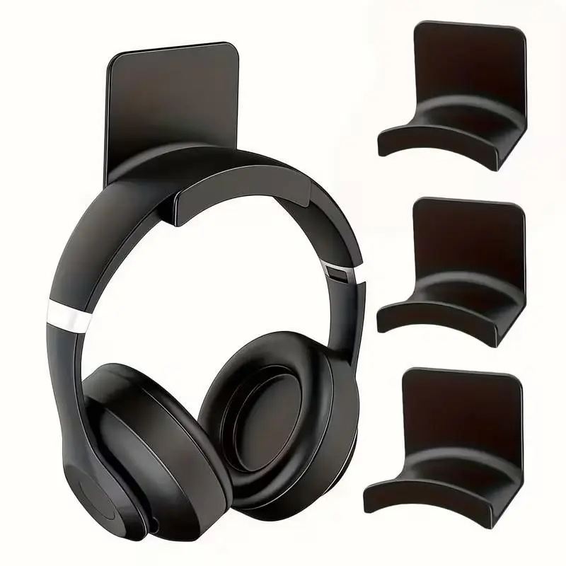 3pcs Home Installation Earphone Stand, Headset Stand, Sticky Game Earphone Hook, Headphone Hanger, Desktop Holder, Wall Mount, No Drilling, Scarf Tie Rack, Practical Hooks, Headphone Accessories