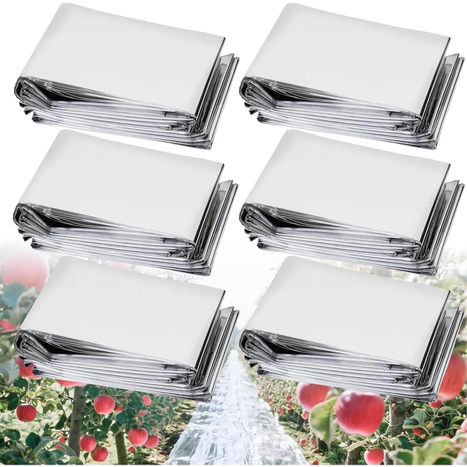 6 PCS Reflective Mylar Film - Mylar Blankets for Garden Greenhouse Plant Growth Tent Keep Warm Lightweight Foldable for Camping Emergency Survival First Aid High Reflectivity Light 83x63in