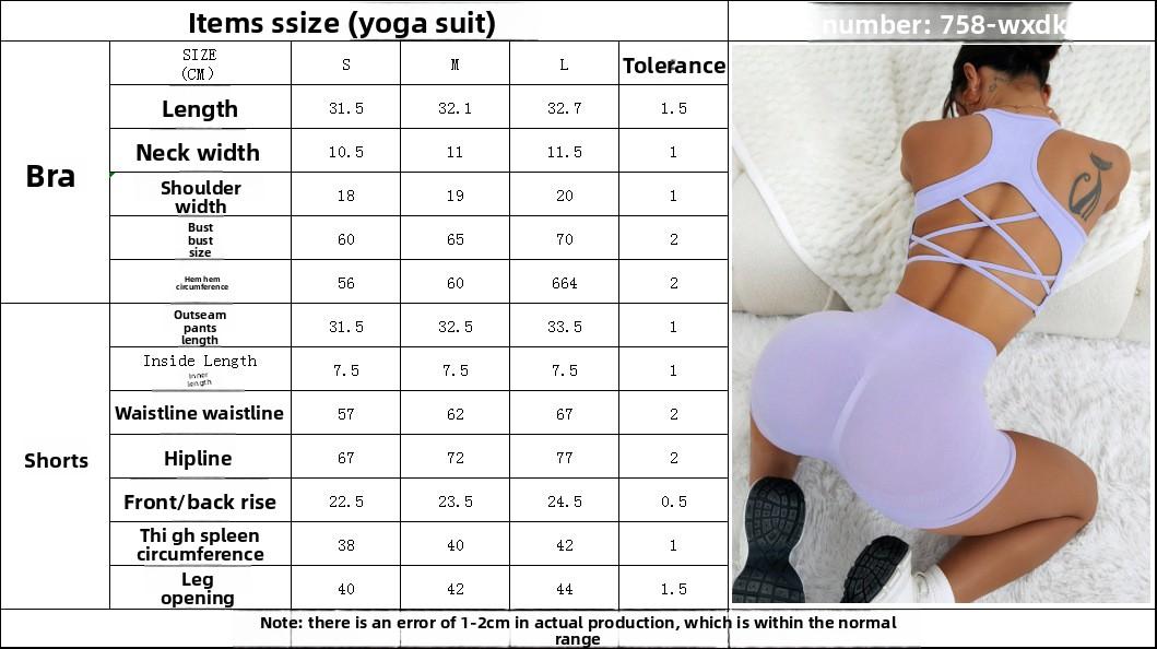 New cross-back sports fitness running high-waisted shorts yoga outfit set with a cross-back design