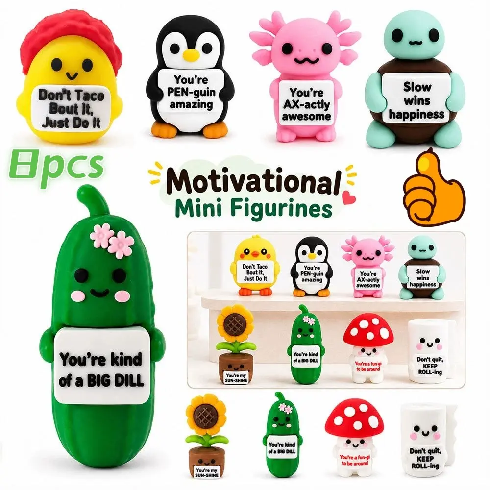 10pcs Cute Penguin Figurines, Inspirational Desk Decor , DIY Decoration, Motivational Penguins, Desktop Ornaments