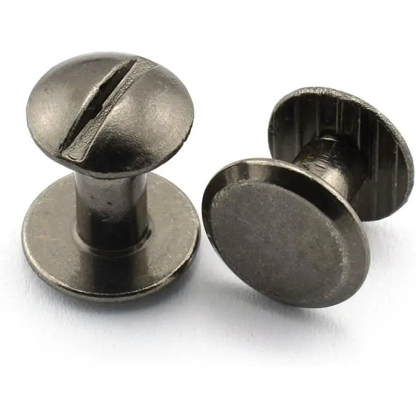 15 Sets Chicago Screw Round Slotted  Carbon Steel Binding Screws Rivet Book Binding DIY Leather Craft Assembly Bolt 1/4" Black