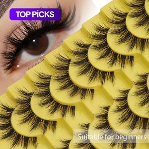 3d natural look false eyelashes, 10 pairs/tray wispy faux cluster lashes, volumized false eyelashes for women and girls eye makeup enhancement, eyelash extensions, eyelash enhancing cosmetic, eyelash falsies, soft, wispy volume set