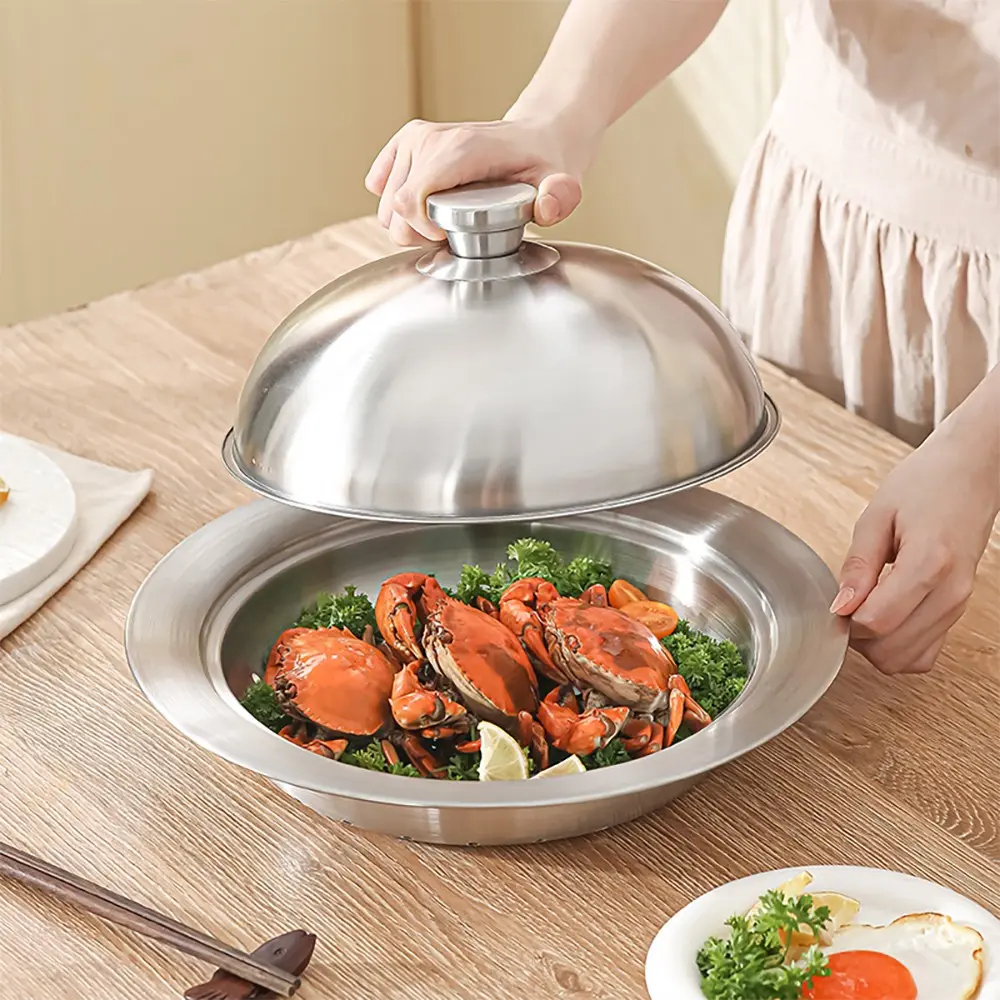 2-Pieces set  Food-Grade Stainless Steel Steamer Basket Set, Compatible with Frying Pans, Easy Cooking, Ideal for Steamed Dishes