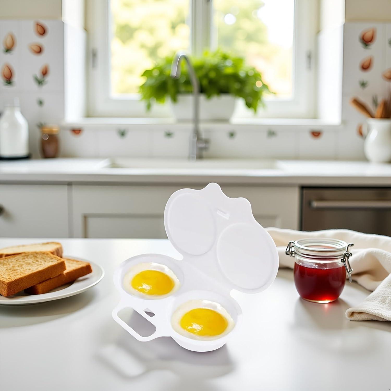 Portable Microwave Egg Cooker with Lid, Compact Design for Quick Cooking, Ideal for Indoor & Outdoor Breakfast Use