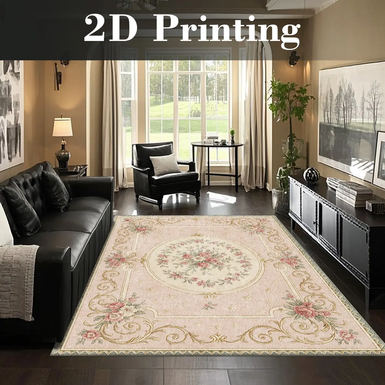 Local Delivery, Multiple Sizes Washable Non Slip Vintage Floral Area Rug for Bedroom, Elegant French Cottage Style Rug
