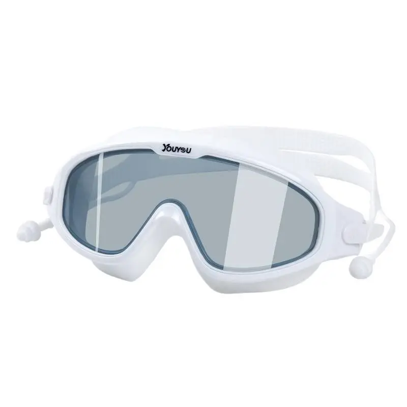 New Stylish Swimming Goggles for Men Women with Nose Plugs Ear Plugs Anti Fog Waterproof Myopia Prescription Large Frame Dive Gear Portable Foldable Top Gift for Swimming Sports Eyewear