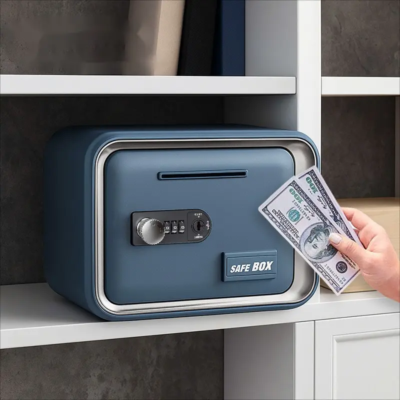 Digital Safe with Key, 1 Count Money Safe for Cash and Coin, Security Safe Bank with Keys & Code, Mini Safe Box for Home, House, Hotel