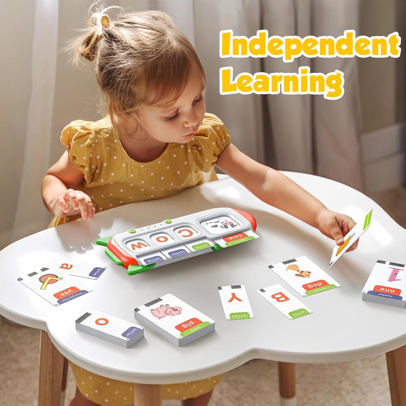 Spell & Math Talking Flash Cards for Kids 3-6, Interactive Spelling Toys with ABC Alphabet & Math Games, Travel Educational Toys, Vocabulary Flashcards
