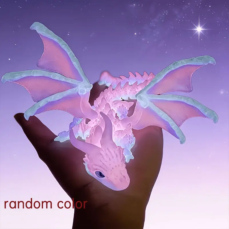 Night Glow Dragon Statue, 3D Printed Moving Dragon Sculpture, Collectible Model, Durable Plastic, Holiday Decor, Car Dashboard, Home Desk, Gift Idea