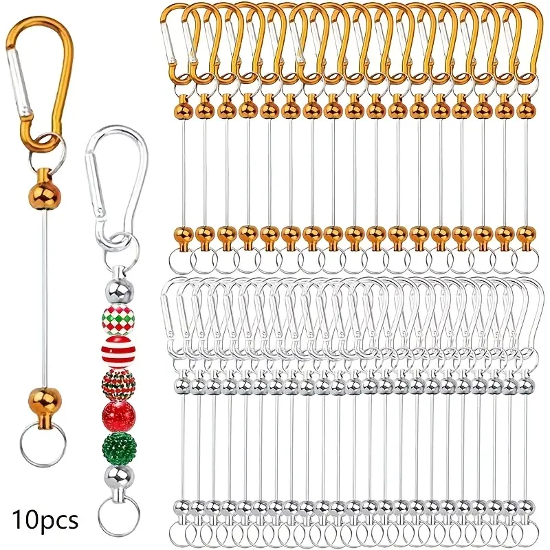 10 Colorful Blank Beaded Keychains with Key Ring Rods for DIY Creative Gifts, Crafts, High-Quality Beads, Smooth Surface, Trendy Beads, Blank Key Loops, Charming Key Rings, Keychain Blanks, DIY Enthusiasts, and Jewelry