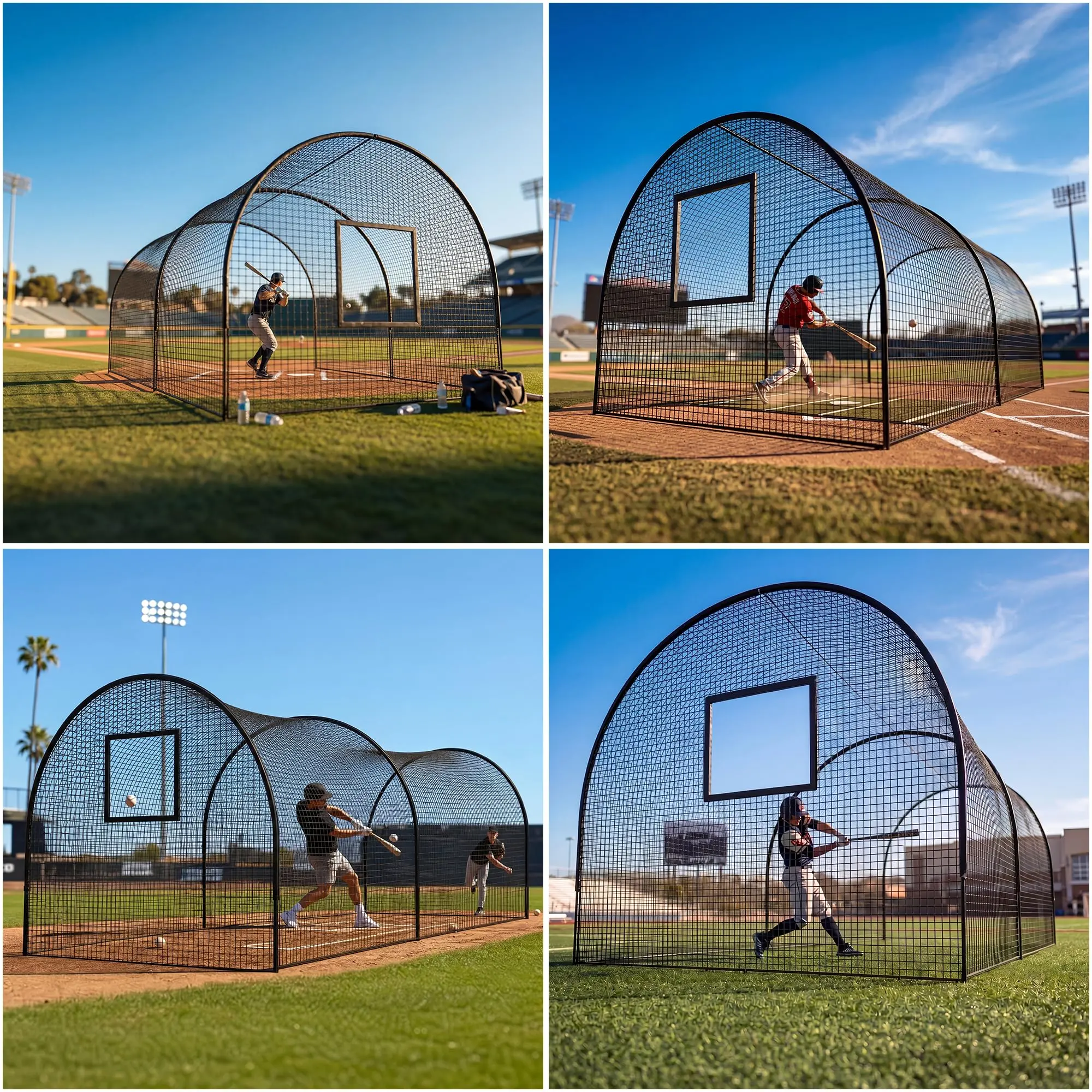Professional Baseball Batting Cage 32/33 Ft, Multi-Sport Golf & Softball Practice Net with Sock-Style Net, Portable Backyard Training