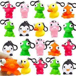 24 Pack Popping Eye Animal Keychain with Kids,Squeeze Pop Eye School Class Birthday Gift Squishy Toys for Kids Boys Girls,Easter Basket Stuffers Fidget Toys Bulk,Classroom Exchange Prizes Party Favors