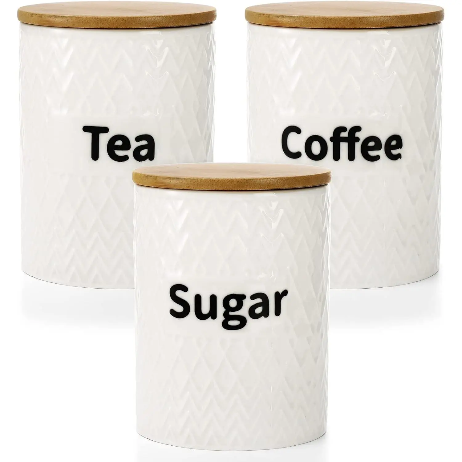 3 Pack Ceramic Kitchen Canister Set, 29oz Airtight  Storage Jars with  ,  Coffee Sugar Container Set for Counter, Kitchen Decor