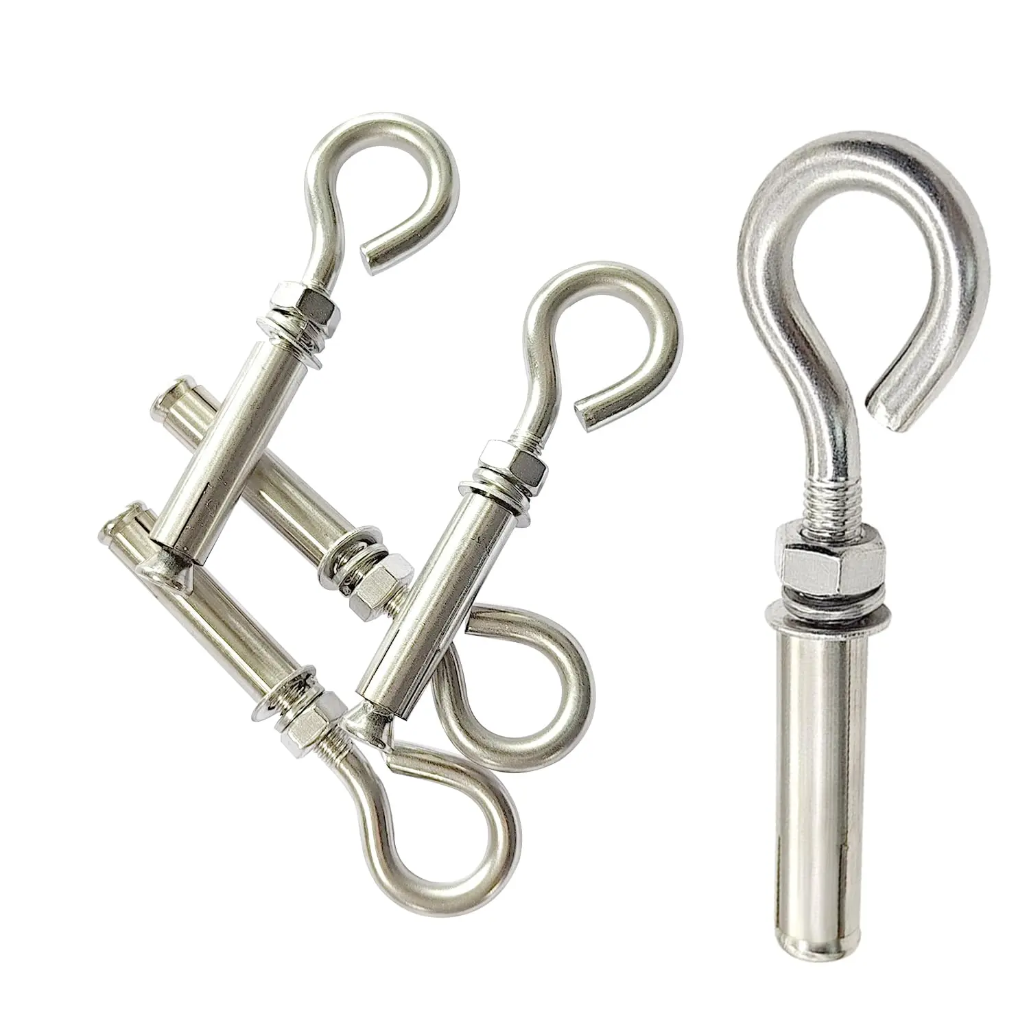 1/4" Expansion Concrete Wall Anchors Eyebolt, Heavy Duty Stainless Steel Brick Anchor Eyebolt Screw Hooks (Pack of 5)