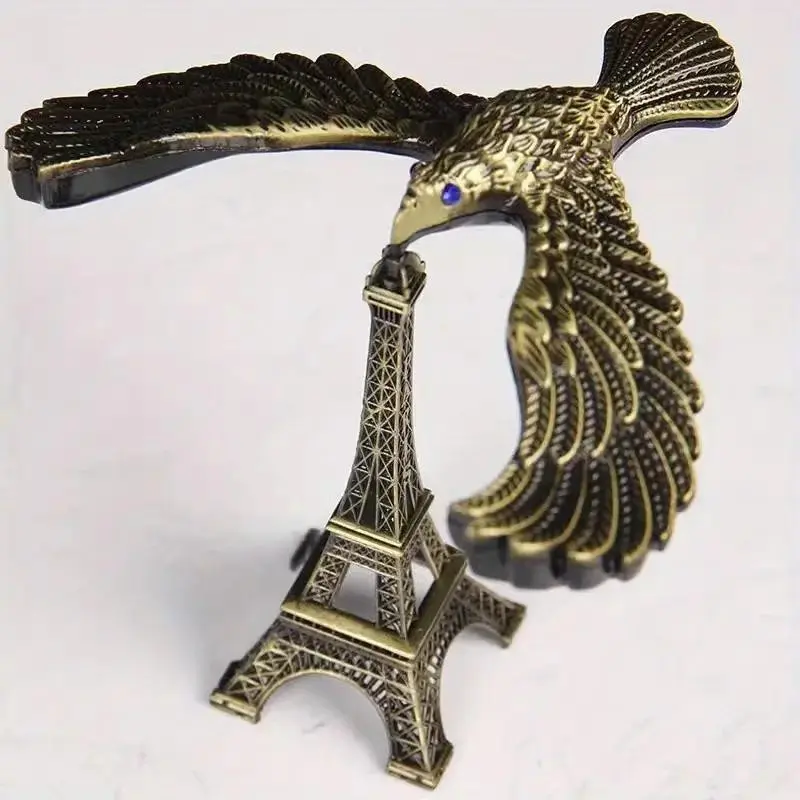 Balanced Eagle Gravity Bird Pendant, Decorative Art Metal Desktop Ornament, with Sapphire Eyes, Battery-Free, Perfect Gift