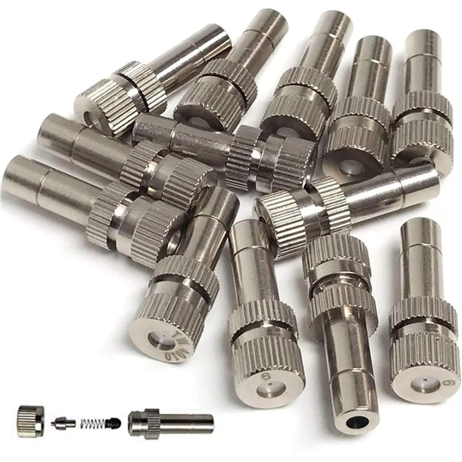Misting Nozzles for Outdoor Cooling System 10pcs Mister Nozzle Atomizing Misting Sprayer Fog Nozzles for Garden, Humidification, Landscaping, Dust Control, 0.024Inch (Size : 0.6mm)