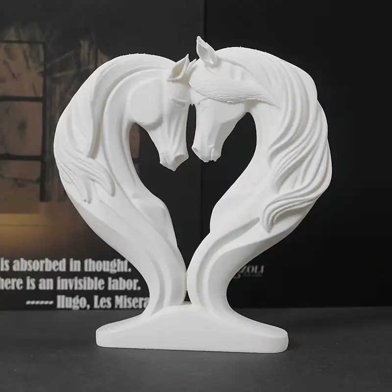 Modern Heart-Shaped Horse Statue, 3D Printed Romantic Horse Figurine, Plastic Desk Decor, Home Decor Statue, Interior Ornaments, Perfect Gift for Equestrian Lovers, Weddings, Graduations