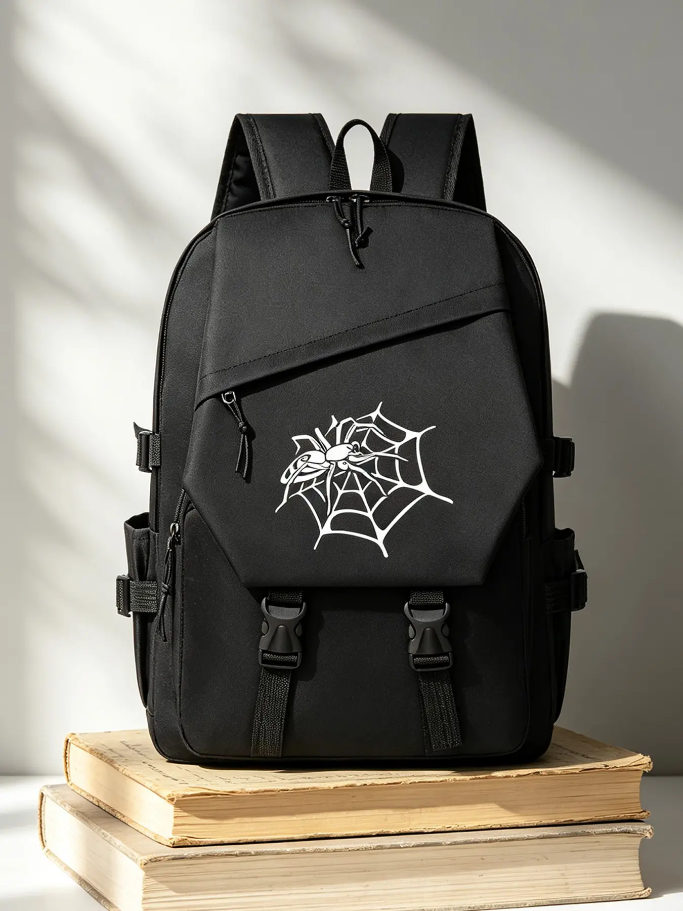 Spider Print Backpack, Casual Laptop Bag, Large Capacity Lightweight Design, Ideal for School, Daily Use, Street Style, Outdoor Activities, Versatile Backpack