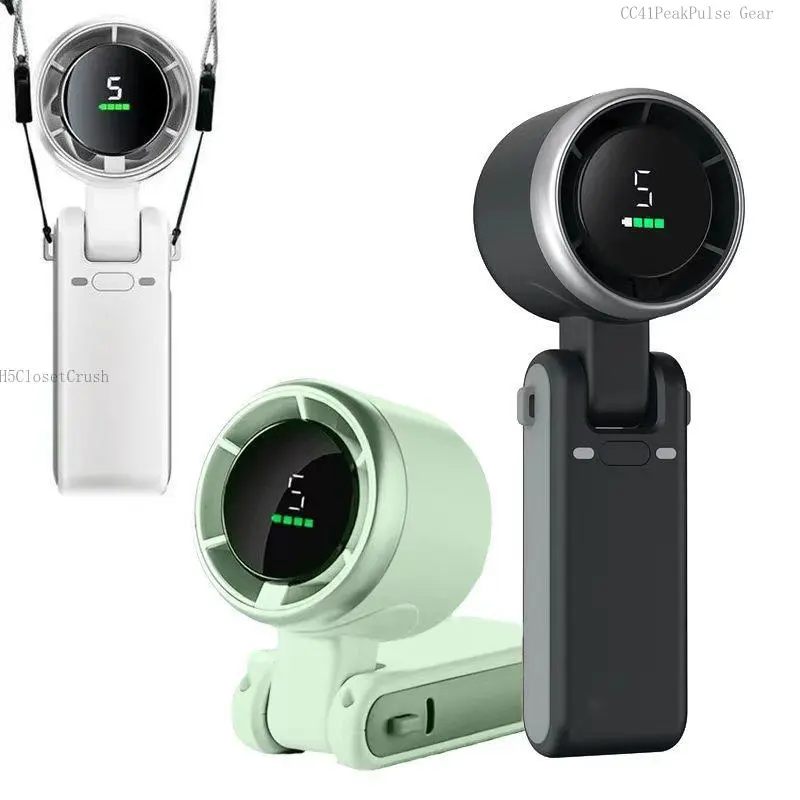 Portable Handheld Turbo Fan, 5 Gear Wind,4000mAh Battery Operated, Up to 10 Working Hours, 3 IN 1 Hand Fan Rechargeable with Air Turbo Tech Cooling Fan for Outdoor Activities, Travel, Working  Summer Travel Must-HavesH5ClosetCrushCC41PeakPulse Gear