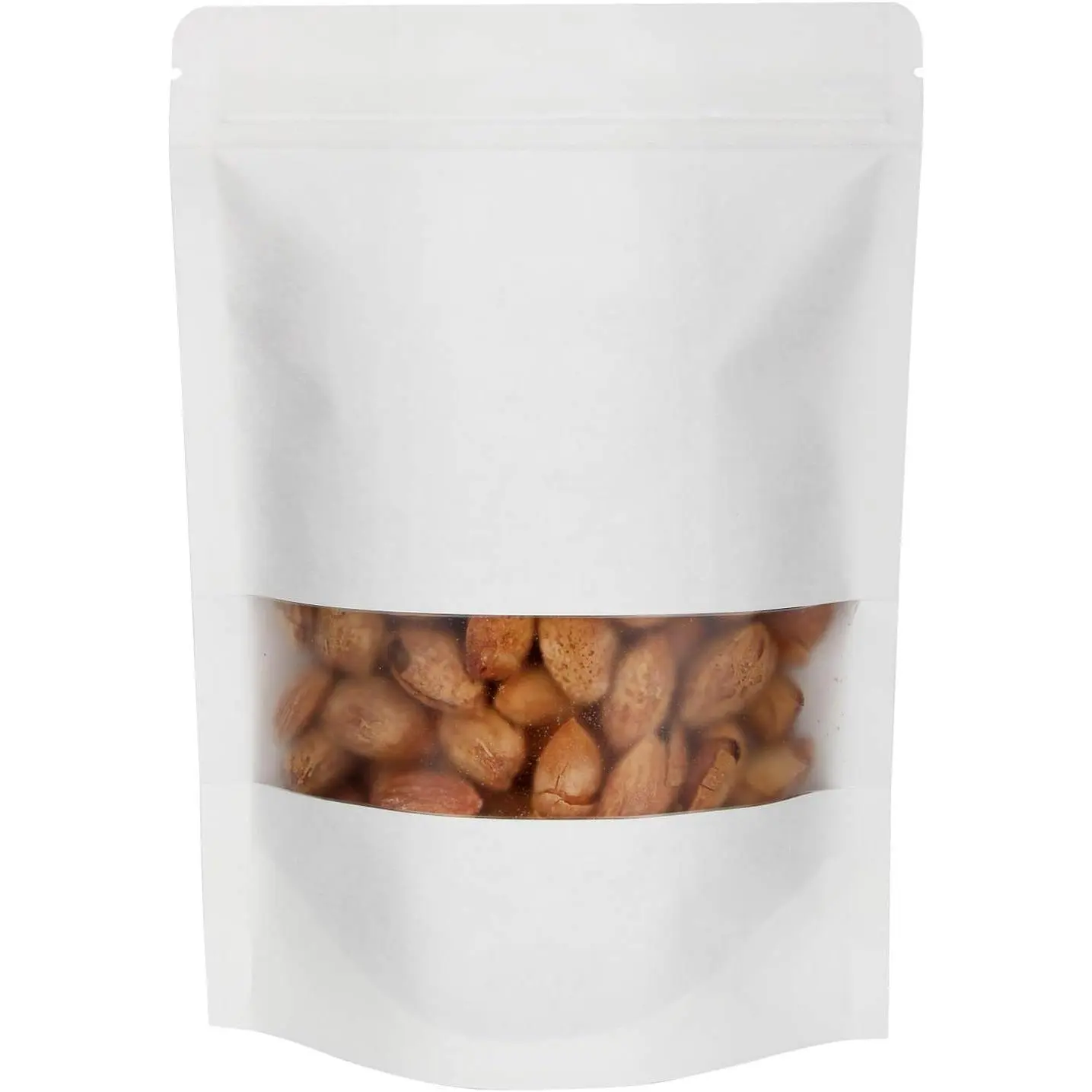 50 count Resealable Bags for Small Business, White  Paper Stand Up Pouches with Matte Window  Heat Sealable Bags for Packaging (5.9 X 8.6 Inches)