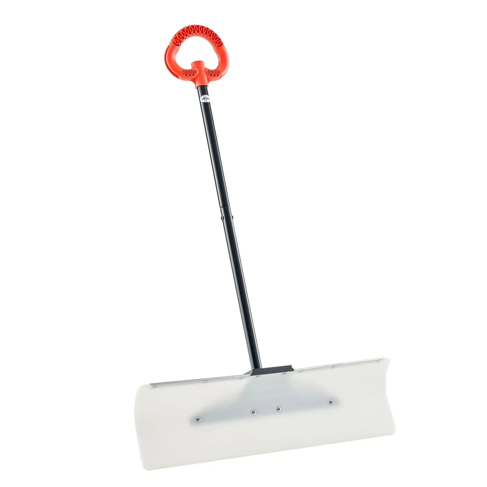 VEVOR Snow Pusher Shovel, 30 in Outdoor Snowplow Shovel with Ergonomic Grip, HDPE Plastic Blade, Winter Shovels with Segmented Handle, Metal Edged Strip, Portable Snow Removal Tool for Driveway Garde