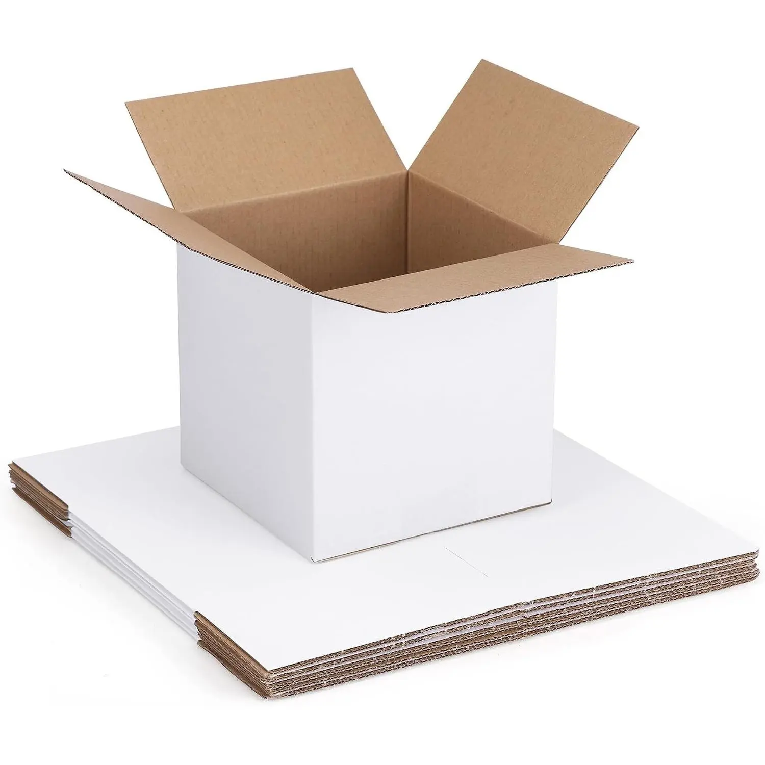 6x6x6 White Corrugated Shipping Boxes Set of 6 – Small Cardboard Boxes for Packaging, Mailing, Moving & Gifts, Easy AssemblyGift