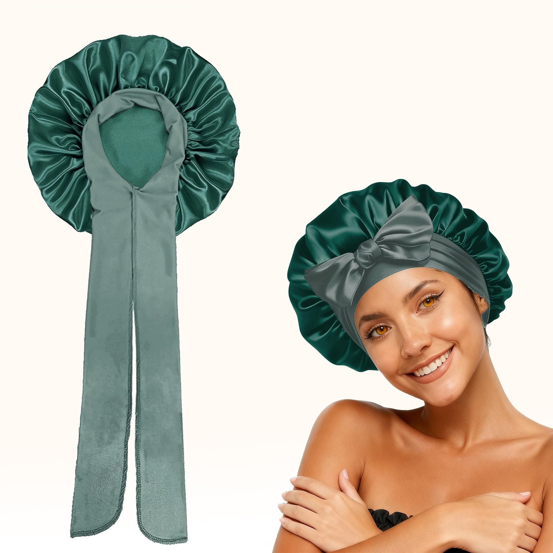 Long Bonnet Satin Hair Silk Bonnet for Sleeping Women, Silky Bonnets for Women with Tie Band, Sleep Cap for Braids Curly Hair