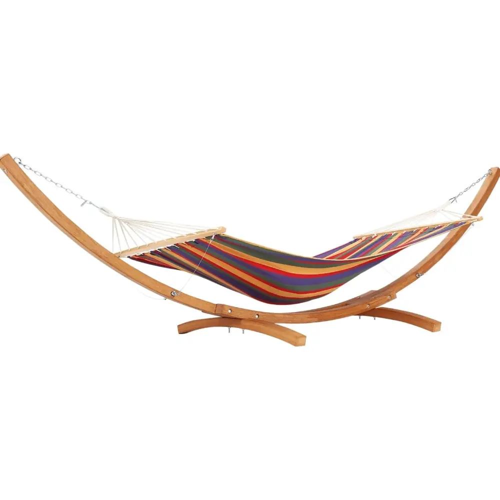 Wood Hammock Stand Only, Heavy Duty Weatherproof Universal Wood Hammock Stand for Outside, Patio, Backyard, Indoor, Max 475 LBS, Curved