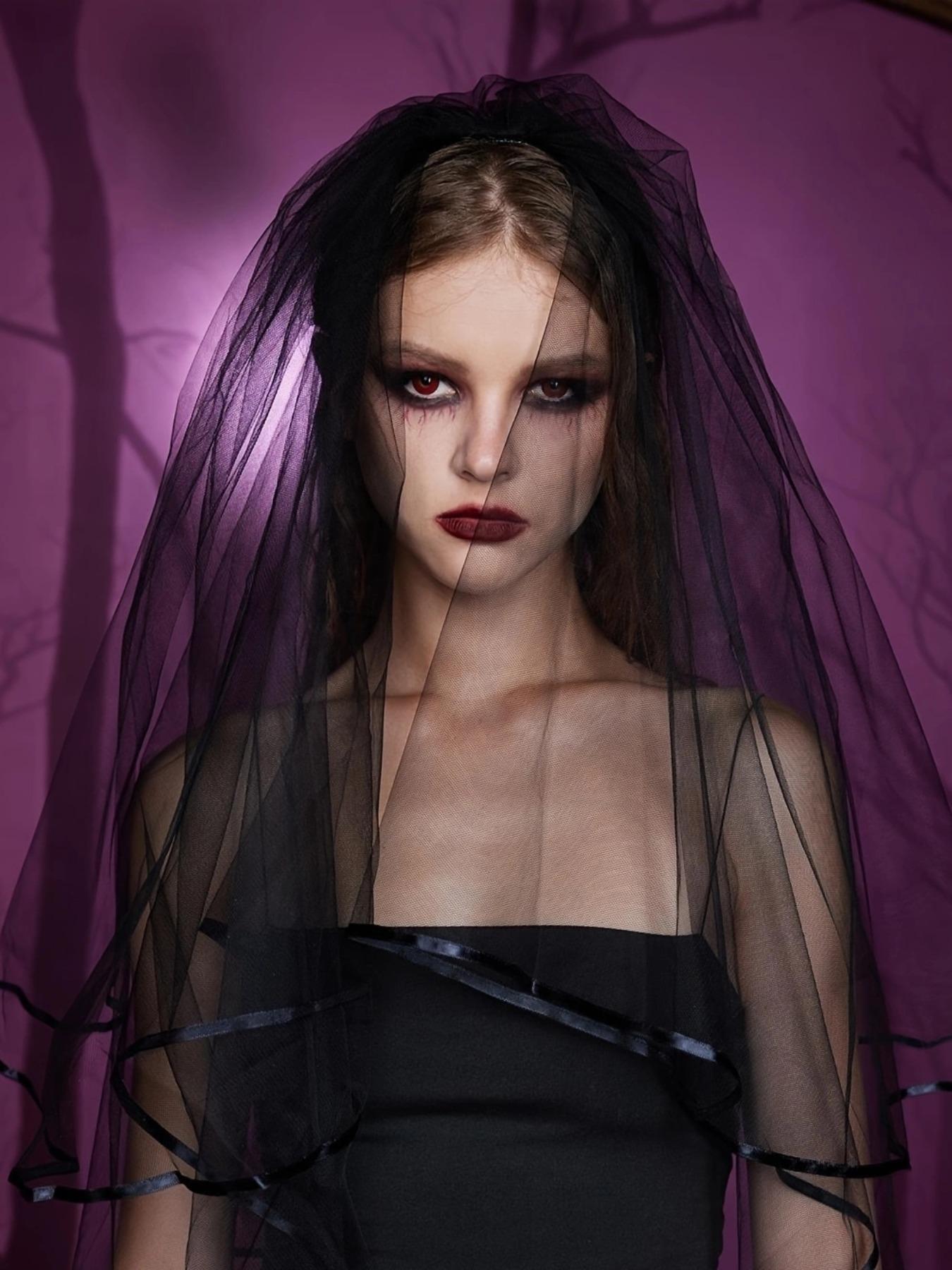 Women's Gothic Style Bat Wing Design Veil, Fashionable Two Layer Mesh Veil for Wedding Bridal Party Formal Occasions, Elegant Wedding Accessories