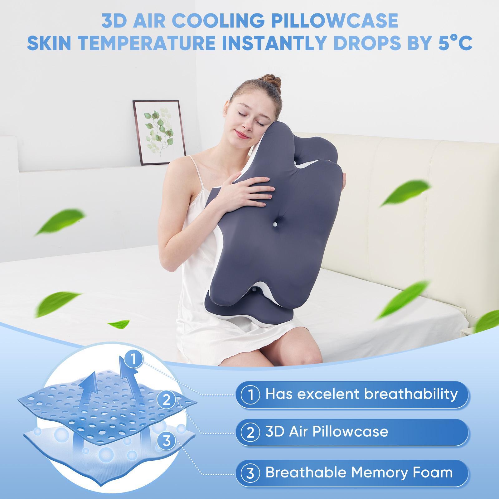 Double-Sided Contoured Neck Pillow, Unscented Supportive Memory Foam with Cooling Cover, Zoned Design & Extra-Large Armrest for Deep Sleepers & Side/Stomach/Back Sleepers #TOP PICKS