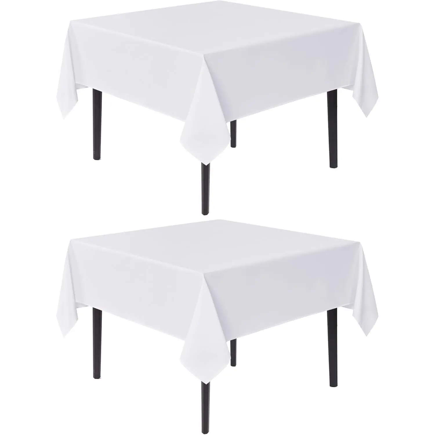 White Square Tablecloths 54x54 Inch, 2 Pack - Fabric Table Cloth for Square or Round Tables, Washable Polyester Table Cover for Dinner, Holiday Party, Decorative Display Tables